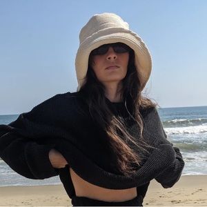 Na Nin Levi Knitted Cotton Rib Bucket Hat in Oat